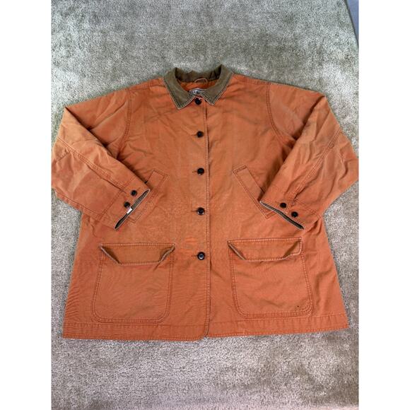 Vintage LL Bean Jacket Womens 3X Orange Quilted Barn Field Chore Coat - Picture 1 of 10